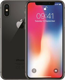 Apple iPhone 10 (X) 64GB + nieuwe accu (100%) zwart + garantie