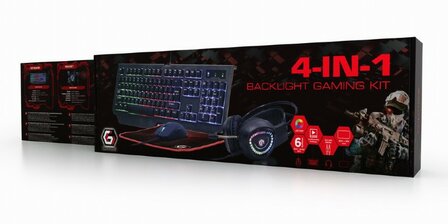 Goedkope 4 in 1 Desktop Gaming kit Phantom verlicht keyboard + muis + muismat + headset