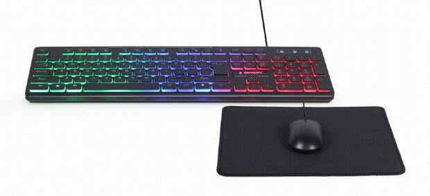 Goedkope 3 in 1 Desktop set Verlicht keyboard + muis + muismat