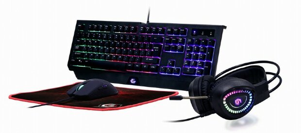 Goedkope 4 in 1 Desktop Gaming kit Phantom verlicht keyboard + muis + muismat + headset