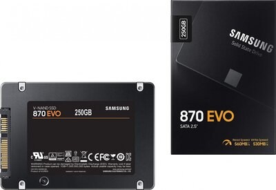 Samsung MZ-77E250B 870 EVO SSD, 250B, 2.5", SATA-3 6 Gbps, 3D V-NAND, 512 MB DDR4, 560/ 550 MB/s