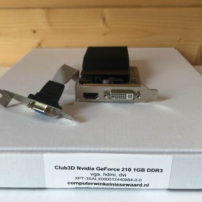 Opruiming Videokaart Club3D GeForce 210 1GB DDR3 PCI-express vga,hdmi,dvi