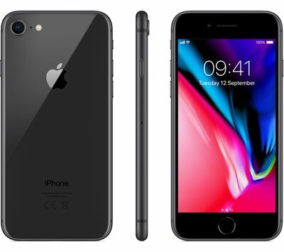 knutselproject iphone 8 black 64GB simlockvrij (home button defect)